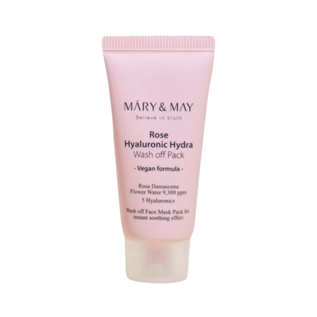 Mary&May Rose Hyaluronic Hydra Wash Off Mask Pack Mini | Хидратираща маска с розова вода и хиалуронова киселина