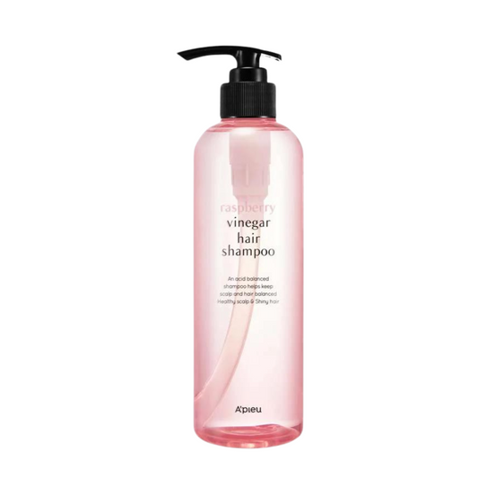 Hair shampoo with vinegar and raspberry extract