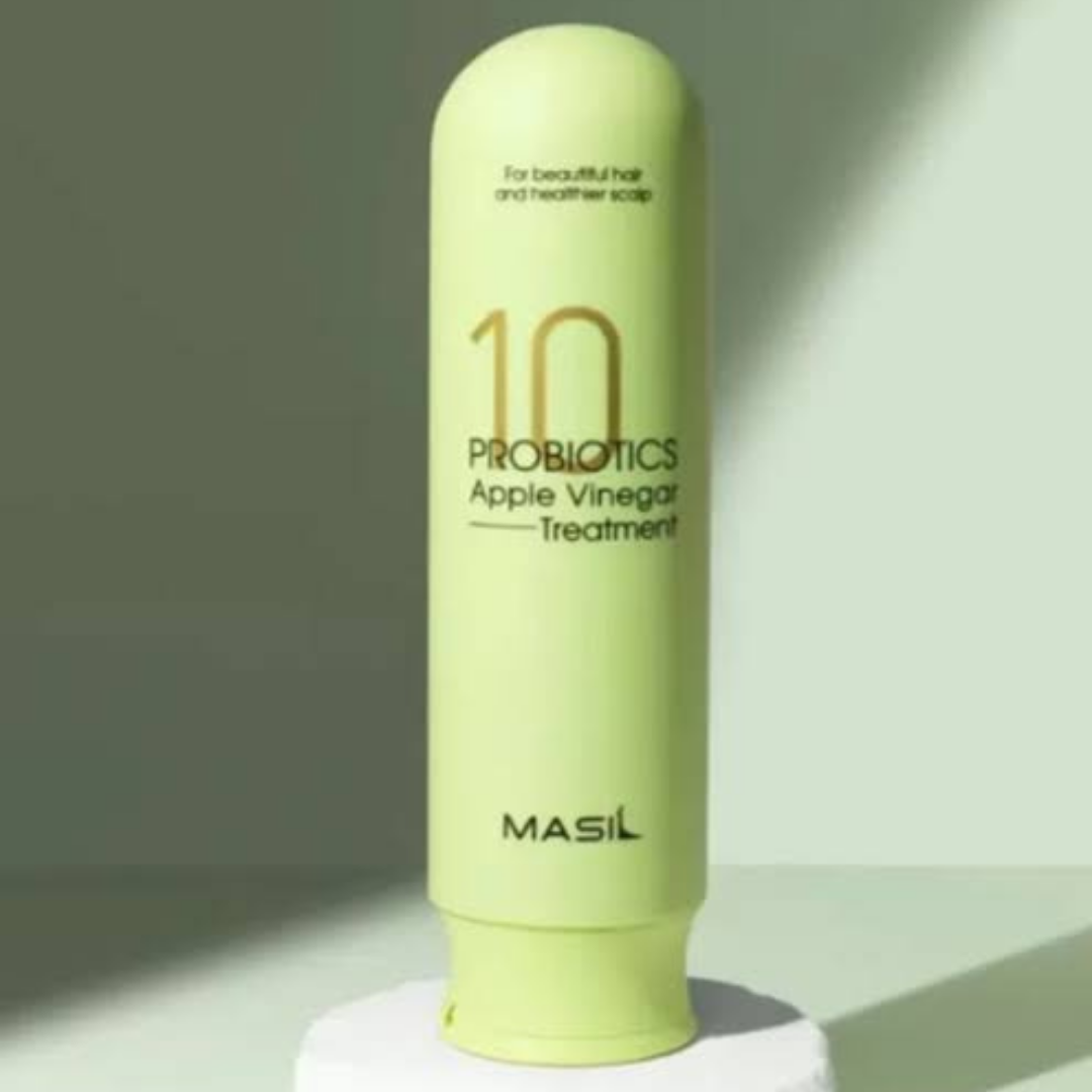MASIL 10 Probiotics Apple Vinegar Treatment с ябълков оцет, пробиотици, колаген и растителни протеини за балансиран скалп и мека, гладка и блестяща коса.