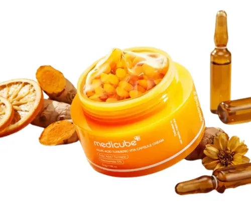 Medicube Kojic Acid Turmeric Capsule Cream | Крем за изсветляване на петна | Козметика против пигментни петна - хидратиращ крем с капсули medicube